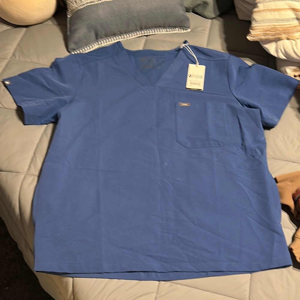 Figs Blue Scrub Top